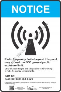 8x12 VERIZON RF NOTICE Sign