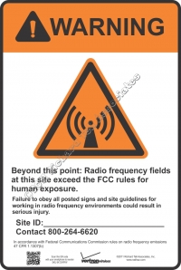 8x12 VERIZON RF WARNING Sign