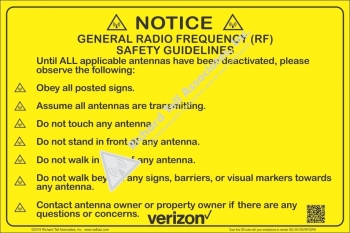 8x12 NEW VERIZON METAL RF SITE GUIDELINE Placard