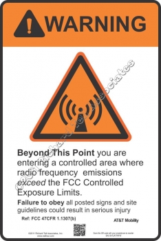 8x12 AT&T RF WARNING Sign
