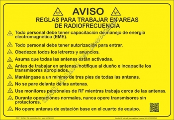 8x12 METAL RF SITE GUIDELINE Placard SPANISH